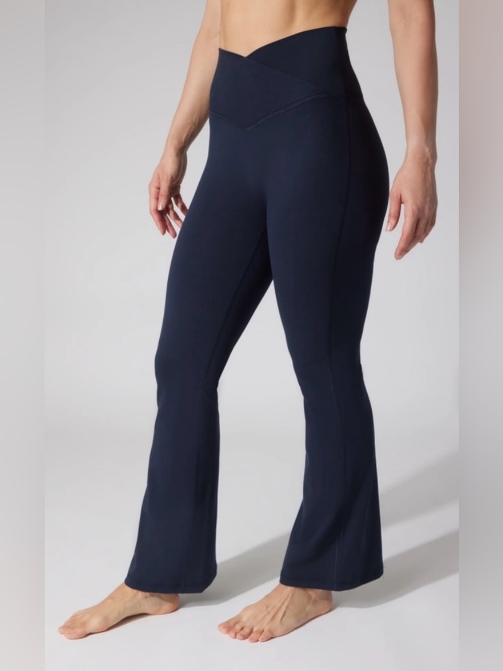 NWOT Yogalicious Lux Sophia Crossover Flare Pant True Navy Blue